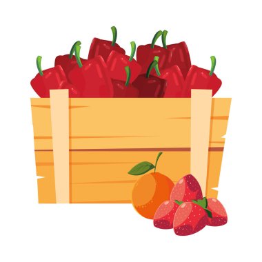 ahşap sepet taze sebze biber