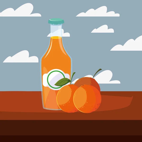 Пляшка соку свіжий фруктовий апельсин — стоковий вектор