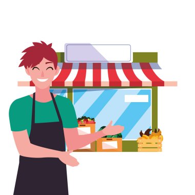 satıcı adam çiftlik ürünleri pazar cephe