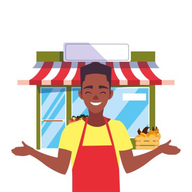 satıcı adam çiftlik ürünleri pazar cephe