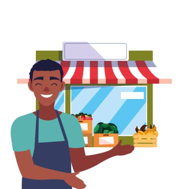 satıcı adam çiftlik ürünleri pazar cephe