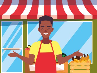 satıcı adam çiftlik ürünleri bakkal cephe