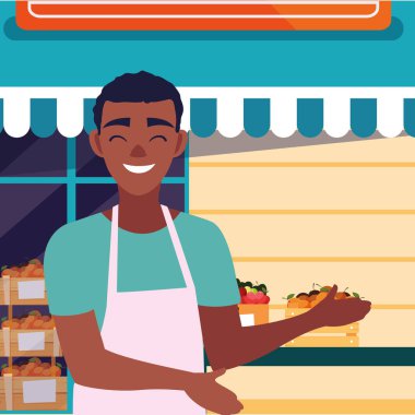 satıcı adam çiftlik ürünleri Pazar