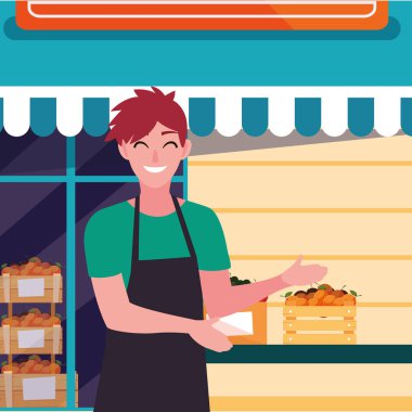 satıcı adam çiftlik ürünleri Pazar