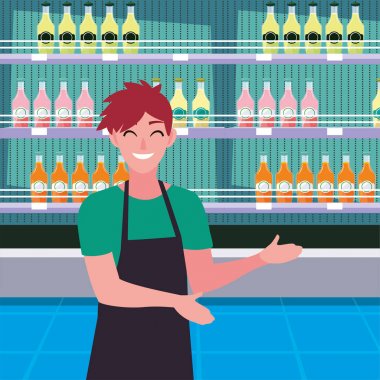 şişe suları ile satıcı süpermarket buzdolabı