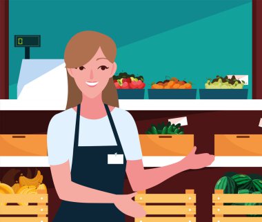 satıcı kadın çiftlik ürünleri standı