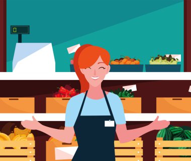 satıcı kadın çiftlik ürünleri standı