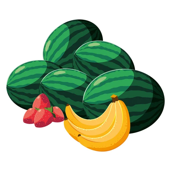 Frutas y verduras frescas vector ilustración — Vector de stock