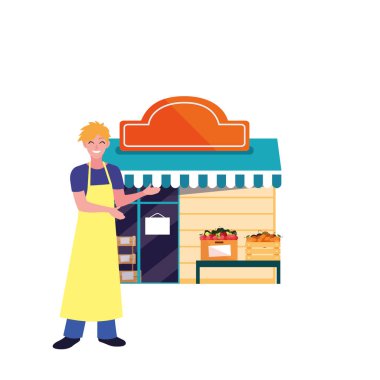 satıcı adam çiftlik ürünleri dükkan ön