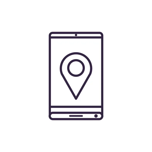 Dispositivo de teléfono inteligente con ubicación pin — Vector de stock