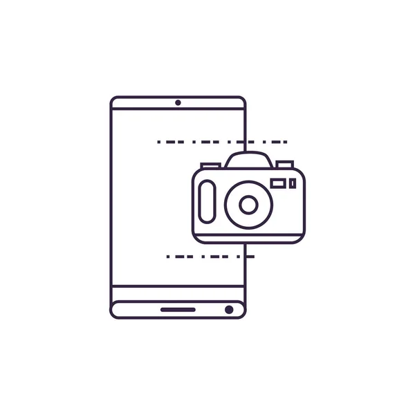 Dispositivo smartphone con aplicación de cámara — Archivo Imágenes Vectoriales