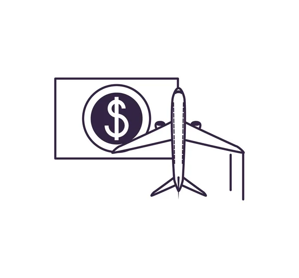 Літак літальний апарат з купюрами доларів — стоковий вектор