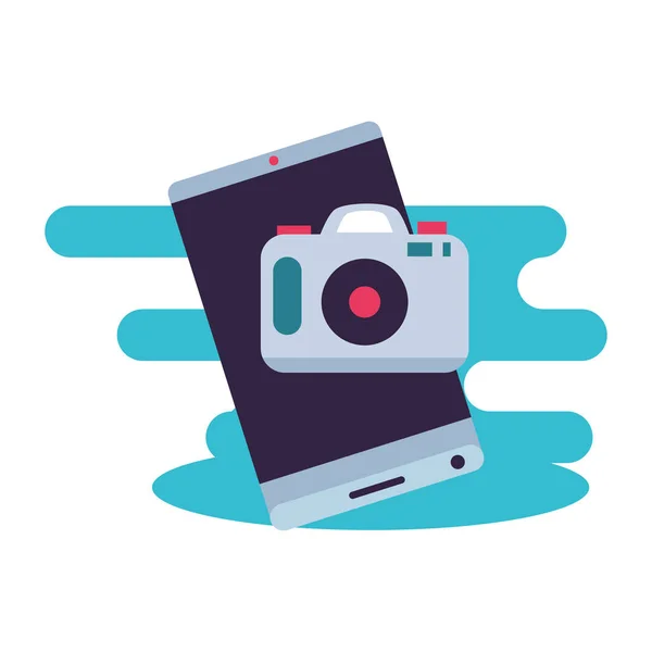 Smartphone device with camera application — Stock Vector