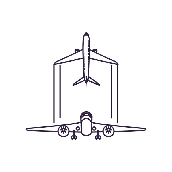 Aviones volando vehículos aislados icono — Vector de stock