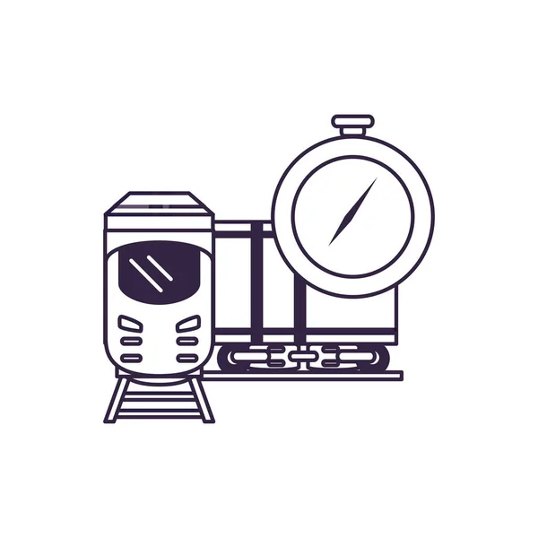 Компас направляючий пристрій з поїздом — стоковий вектор