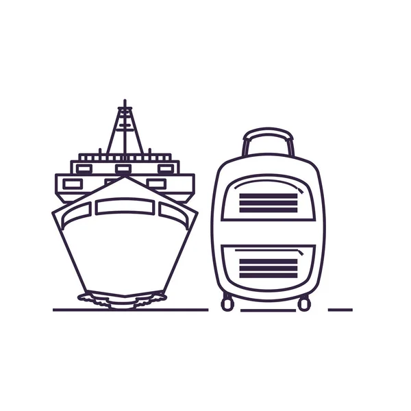 Barco de cruzeiro com mala — Vetor de Stock