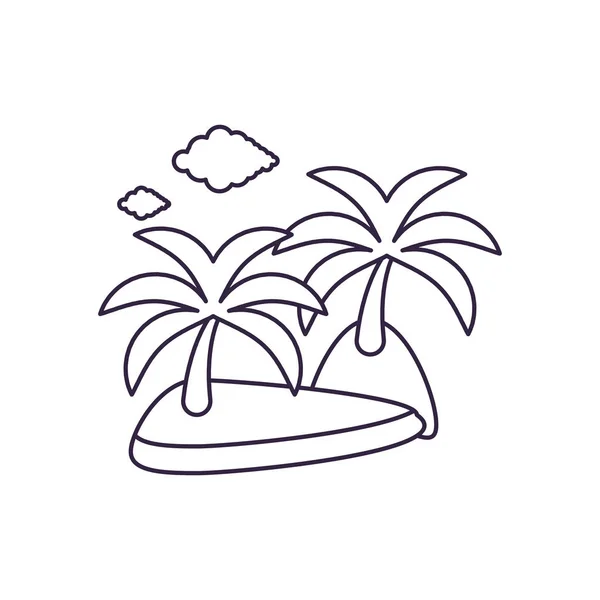 Île plage avec palmiers icône — Image vectorielle