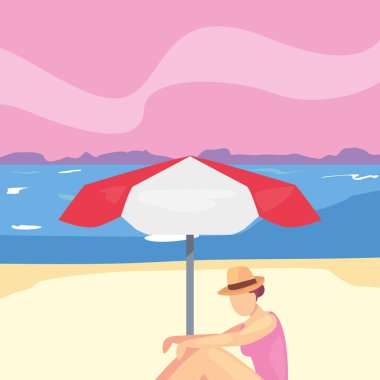 kadın yaz zaman tatil tasarım
