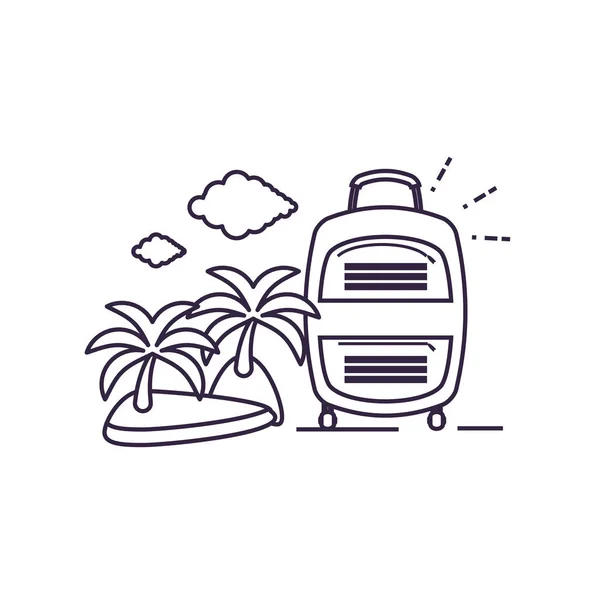 Isla de playa con la maleta aislada icono — Vector de stock