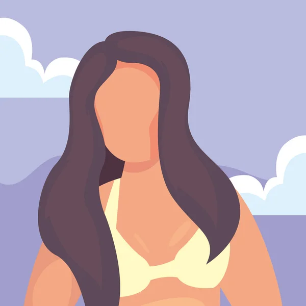 Hermosa mujer con traje de baño hora de verano — Vector de stock