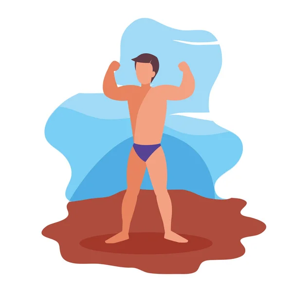 Hombre traje de baño vacaciones de verano — Vector de stock