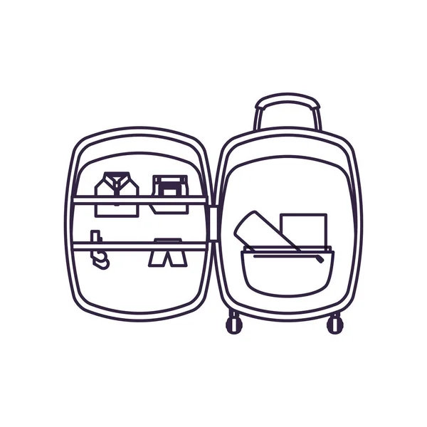 Travel suitcase equipment isolated icon — Stock Vector