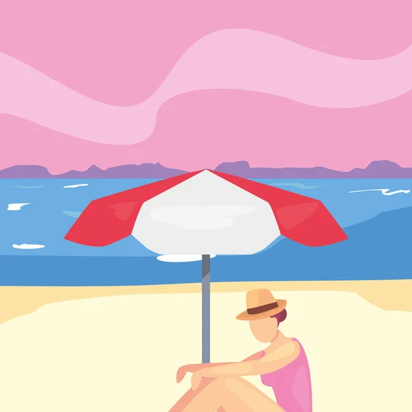 Mujer verano vacaciones diseño — Vector de stock