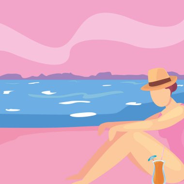 kadın yaz zaman tatil tasarım