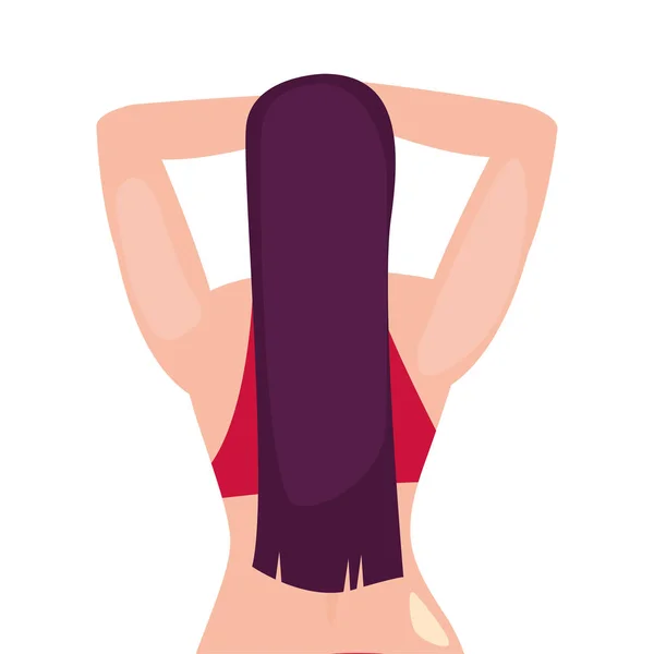 Vue arrière femme avec maillot de bain — Image vectorielle