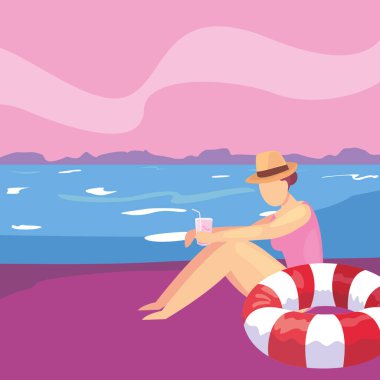 kadın yaz zaman tatil tasarım
