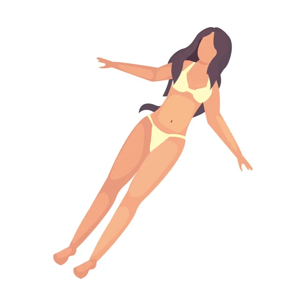 Vacker kvinna med baddräkt sommartid — Stock vektor