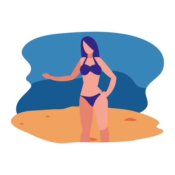 Schöne Frau mit Badeanzug Sommerzeit — Stockvektor