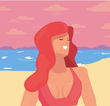 Mayo yaz zamanı ile güzel bir kadın