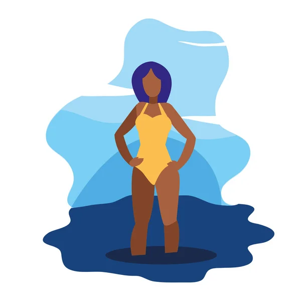 Piękna kobieta z strój kąpielowy czas letni — Wektor stockowy