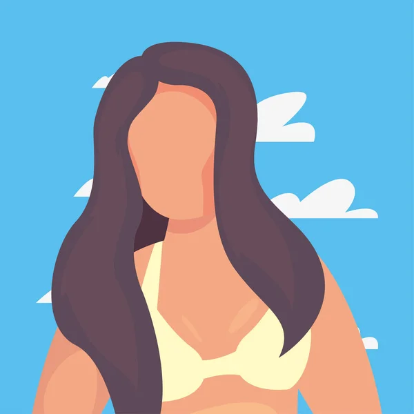 Hermosa mujer con traje de baño hora de verano — Vector de stock