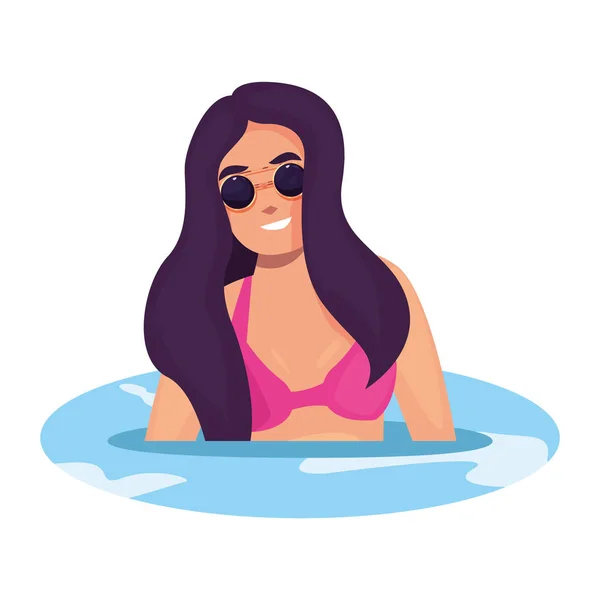 Woman summer time vacations design — Stock Vector