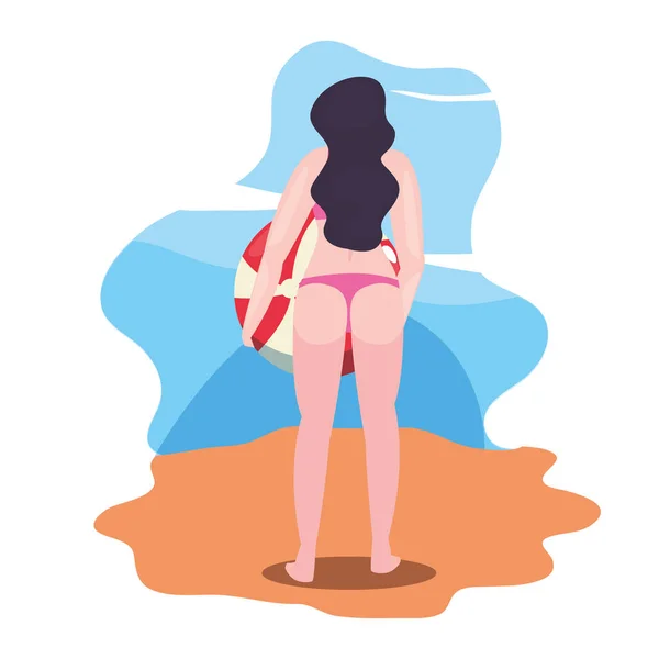 Mulher verão tempo férias design — Vetor de Stock