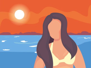 Mayo yaz zamanı ile güzel bir kadın