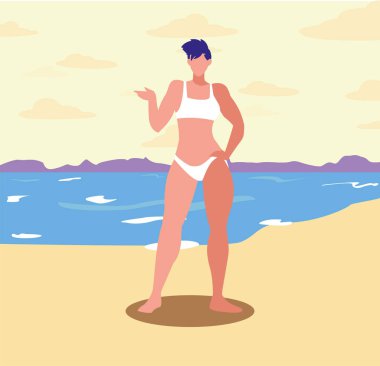 Mayo yaz zamanı ile güzel bir kadın