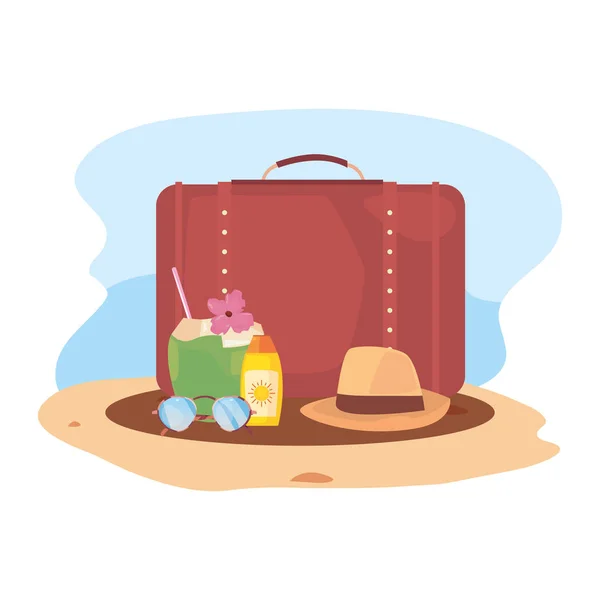 Verano vacaciones diseño plano — Vector de stock