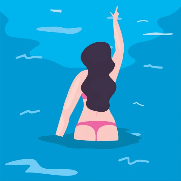 Mujer verano vacaciones diseño — Vector de stock