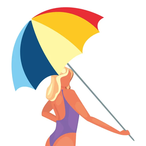 Mujer verano vacaciones diseño — Vector de stock