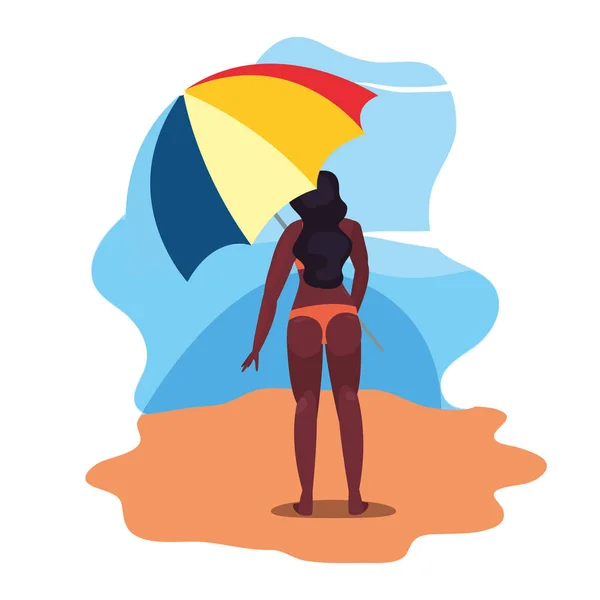 Mujer verano vacaciones diseño — Vector de stock