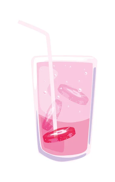 Verre tasse cocktail avec de la paille — Image vectorielle