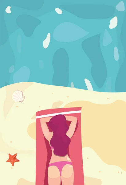 Mujer verano vacaciones diseño — Vector de stock