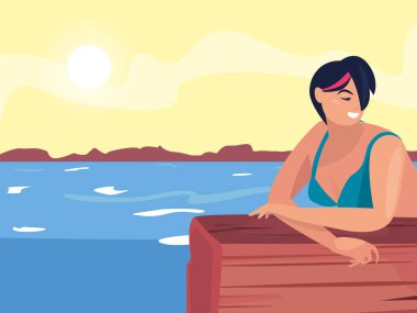 kadın yaz zaman tatil tasarım