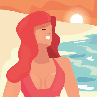 Mayo yaz zamanı ile güzel bir kadın