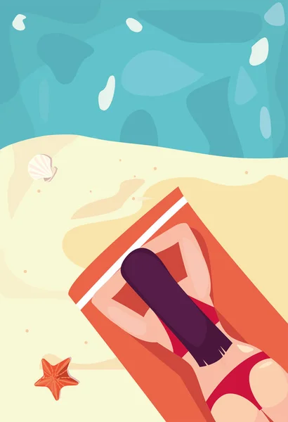 Mujer verano vacaciones diseño — Vector de stock