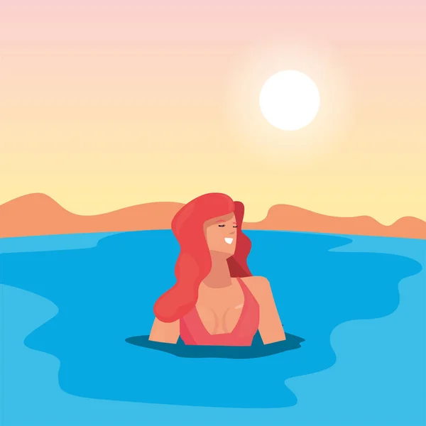 Mujer verano vacaciones diseño — Archivo Imágenes Vectoriales