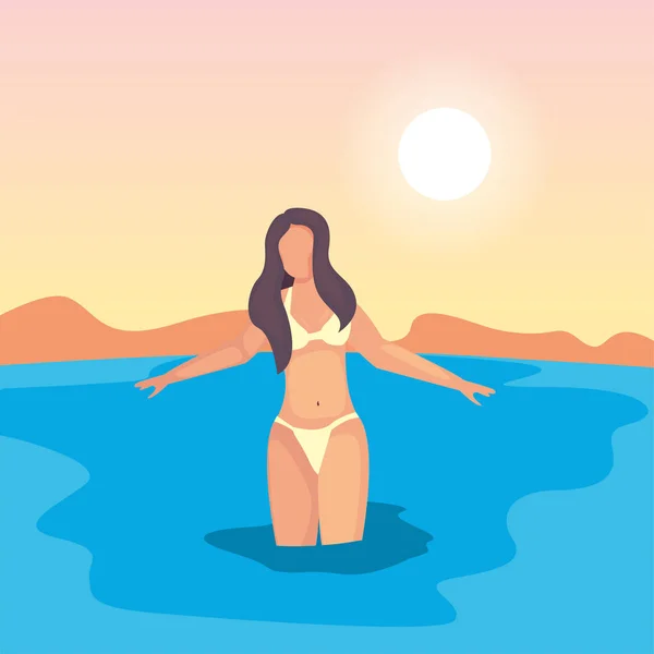 Mujer verano vacaciones diseño — Archivo Imágenes Vectoriales